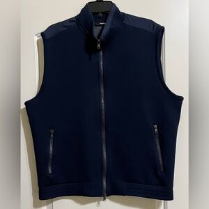 Murano Men's Dark Navy Blue Slim Fit Stretch Zip Up Sleeveless Vest Size XL